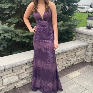 Purple sparkly prom dress